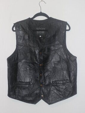 VTG Italian Stone Design leather vest XL